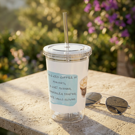 This Is An Iced Coffee In Mykonos- Travel Vignette Acrylic Tumbler