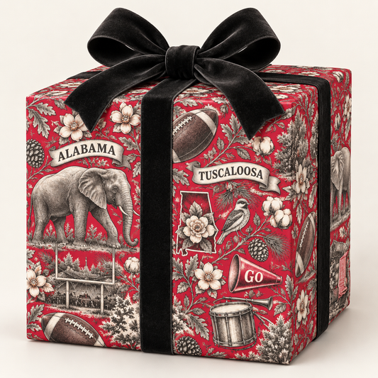 Tuscaloosa, Alabama Football Toile Wrapping Paper: Crimson and White Gift Wrap
