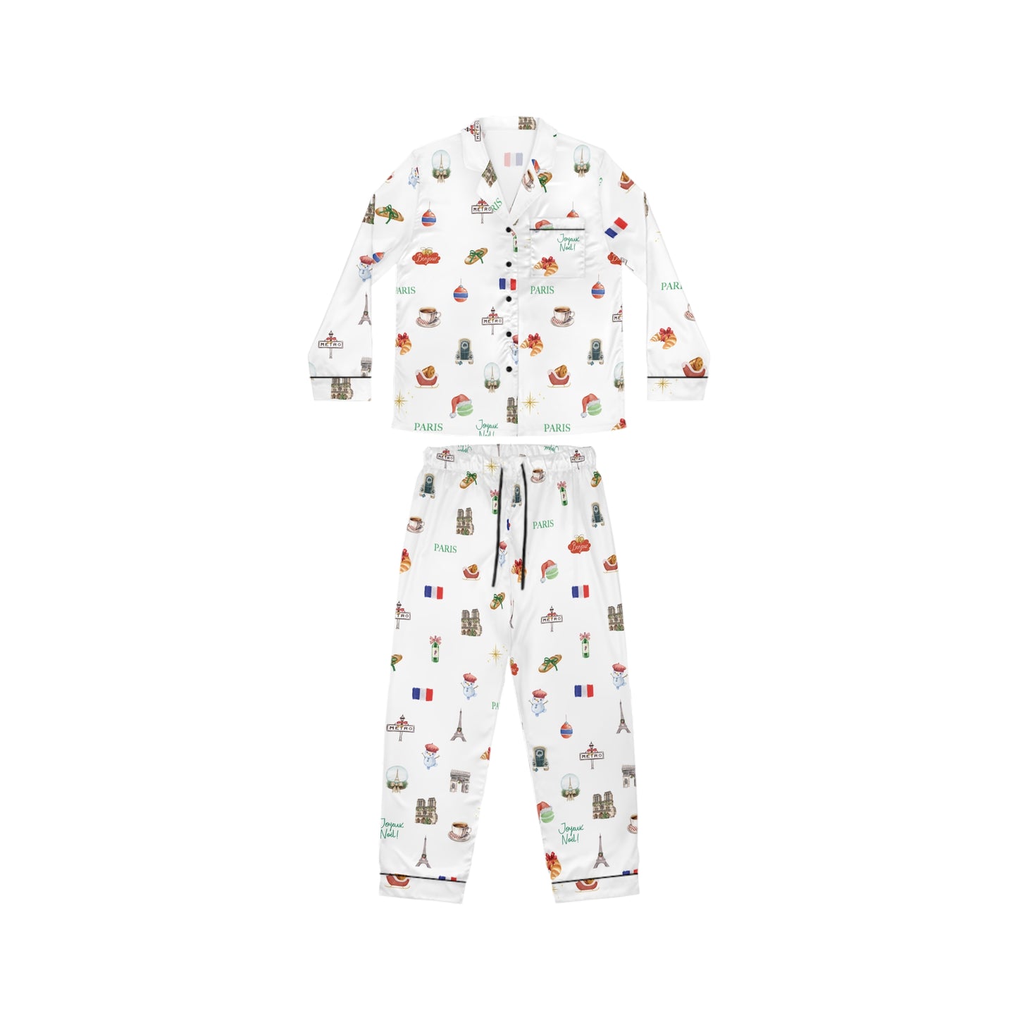 Paris Christmas Holidays Women's Satin Pajamas