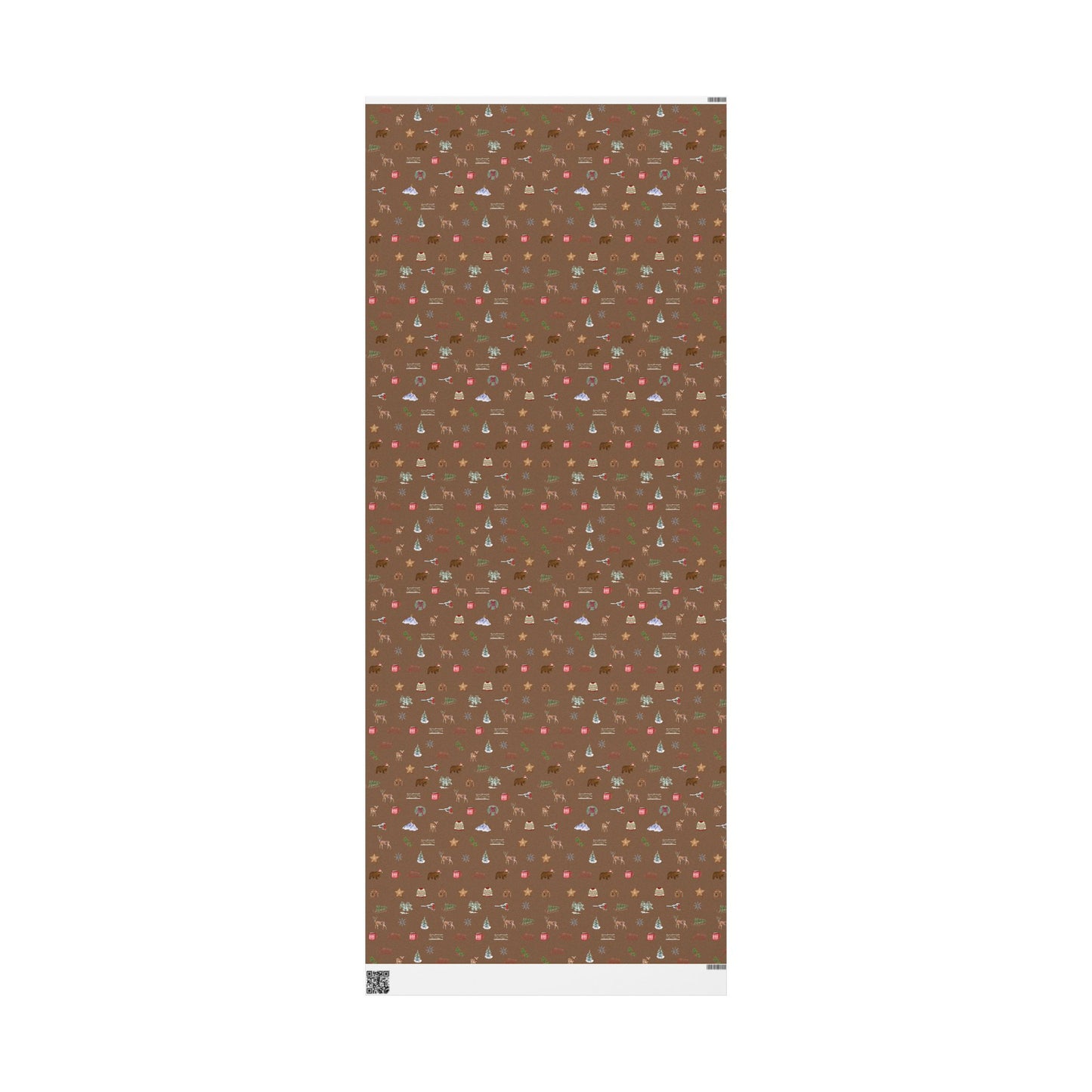 Mountain Themed Brown Christmas Festive Whimsical Wrapping Paper For Holiday, Christmas Gifts
