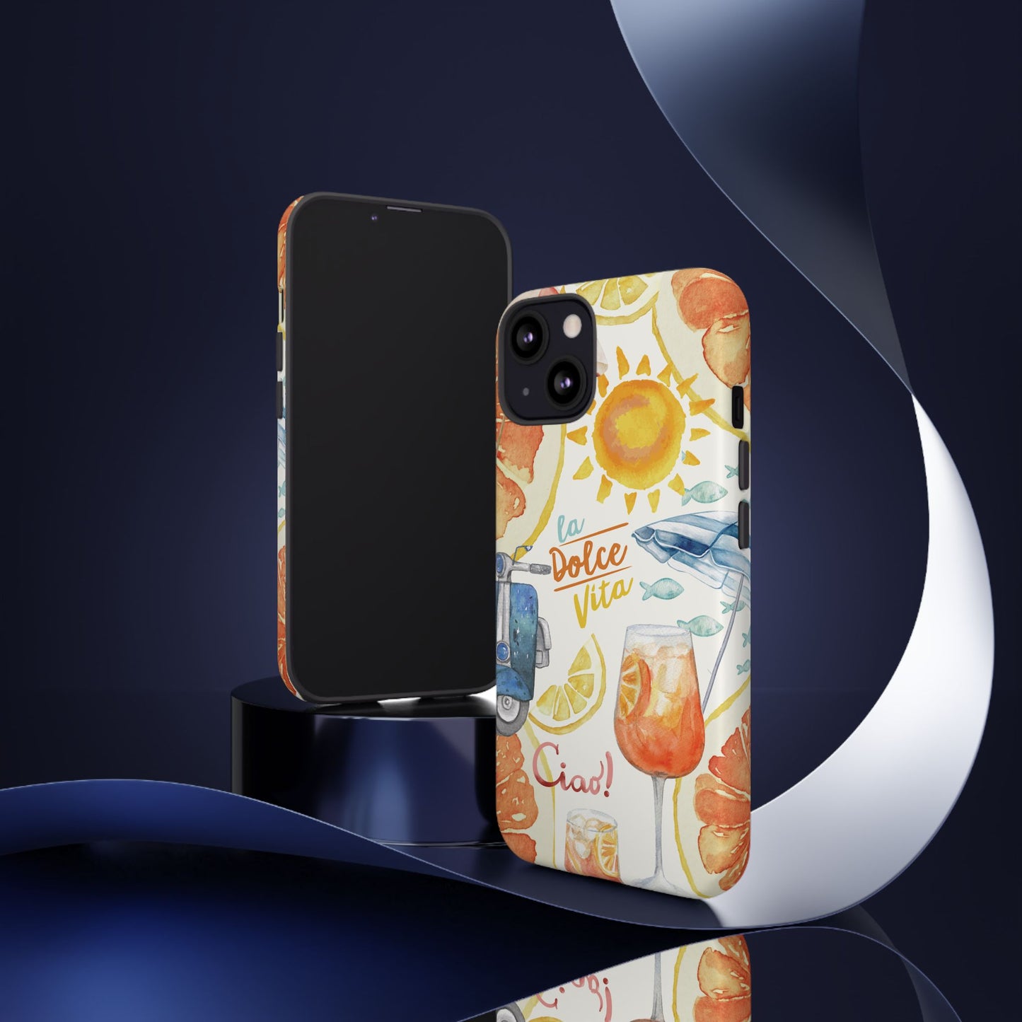 Italian Summer Spritz Beach Phone Case, Summer Vibes, Beach Scene, Colorful Tough Case Phone Cover