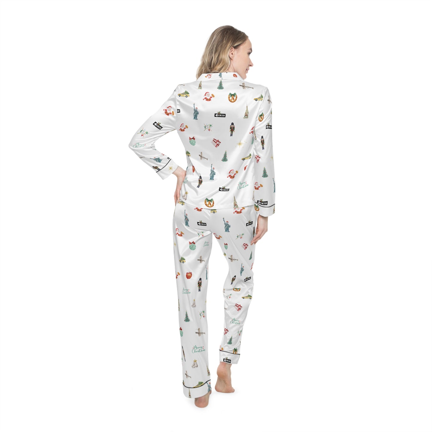 New York Christmas Holidays Women's Satin Pajamas