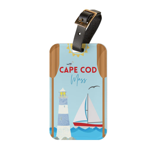Cape Cod, New England, Americana Summer Travel Luggage Tag - Perfect for Vacation, Travel, Gift