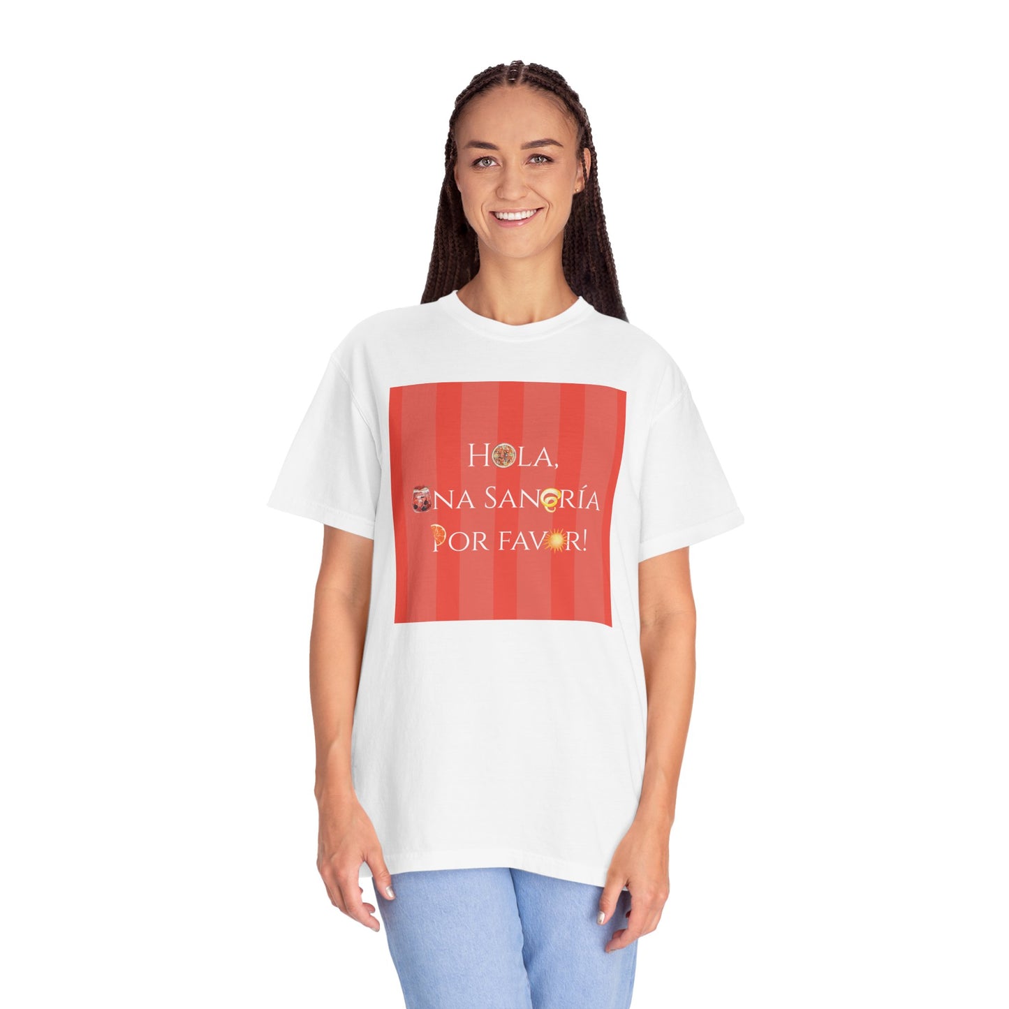 Spain-Inspired Sangría Summer Striped T-Shirt, Graphic Tee With Spanish Vibes