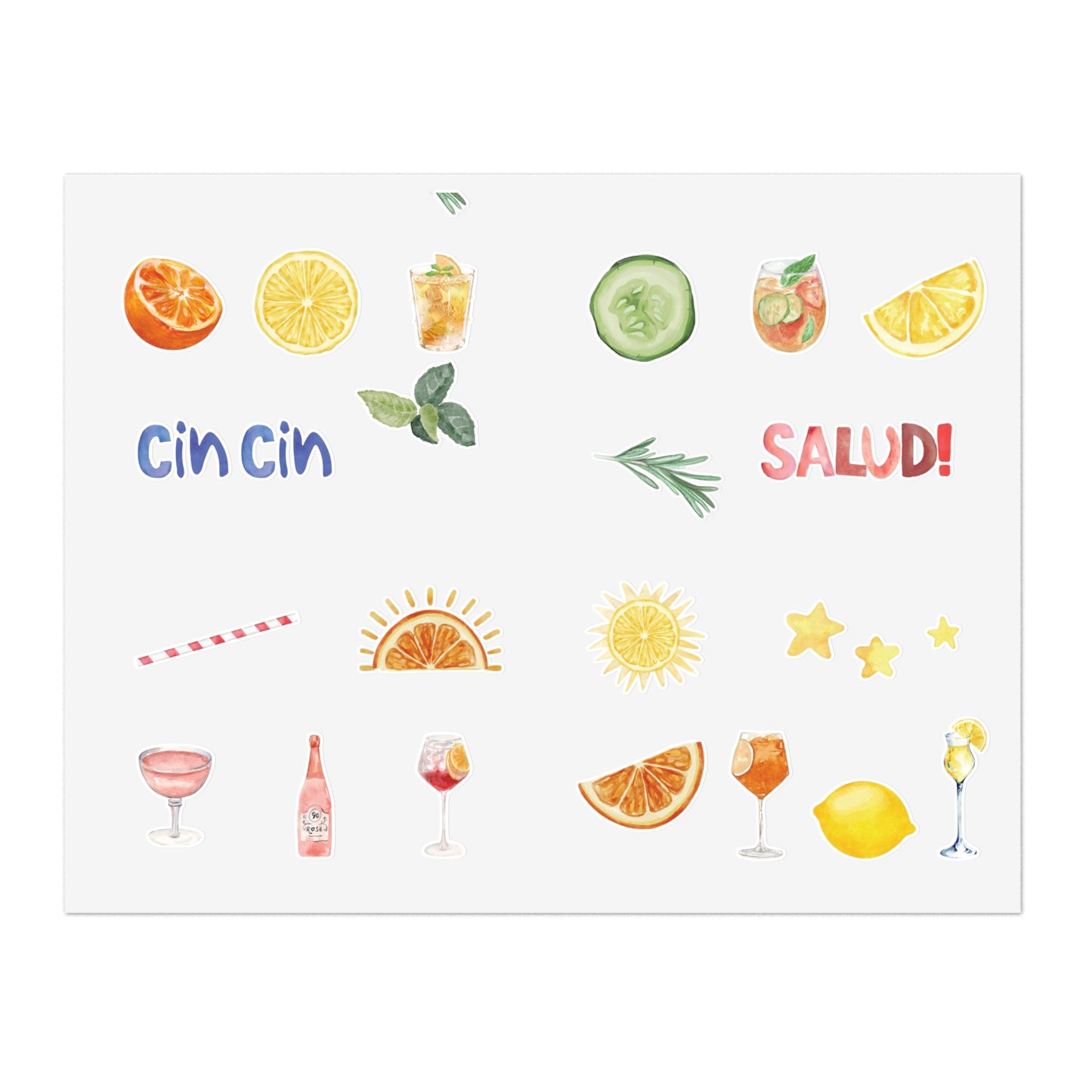 Apertivo Escape- Sticker Sheet Euro Summer Drink Designs