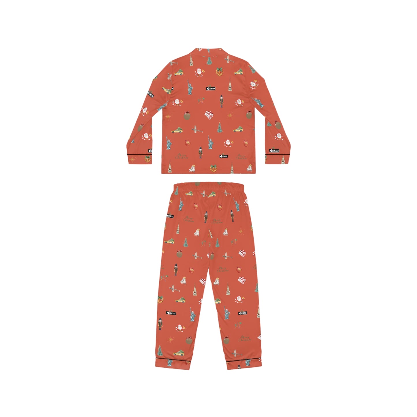 New York Christmas Red Holidays Women's Satin Pajamas
