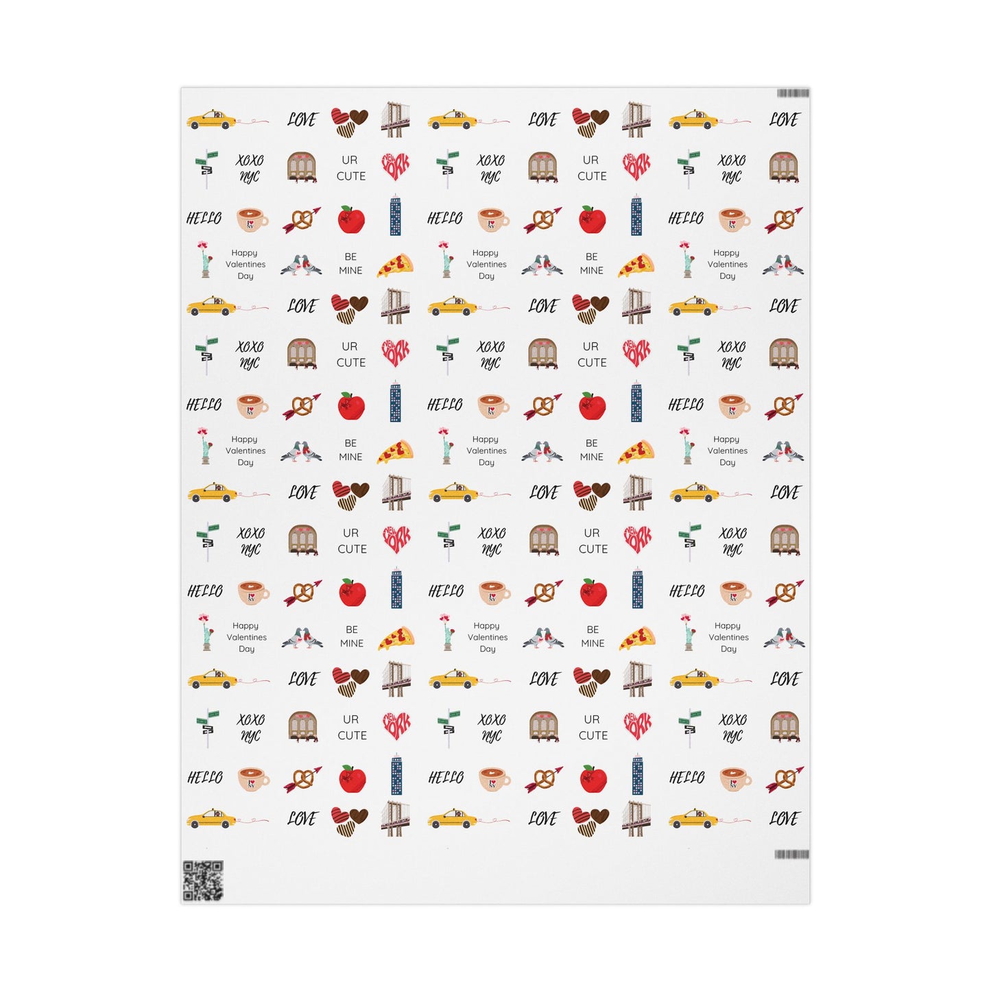 New York City Themed Valentines Day Wrapping Paper