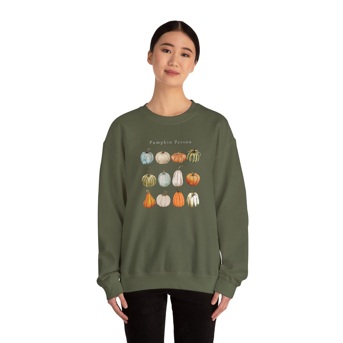 Pumpkin Person-Fall & Autumn-Inspired Pumpkin-Vibes Theme Crew Neck Graphic Sweatshirt