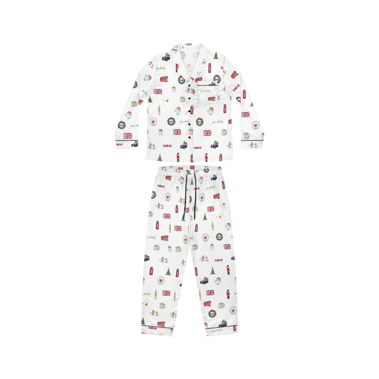 London Christmas Holidays Women's Satin Pajamas