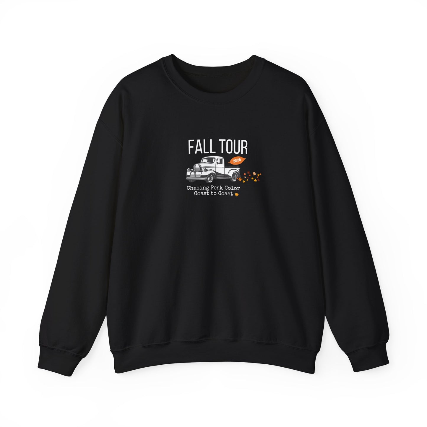 Black blue sweatshirt with Vintage Truck and Leaves with Fall text on a white background