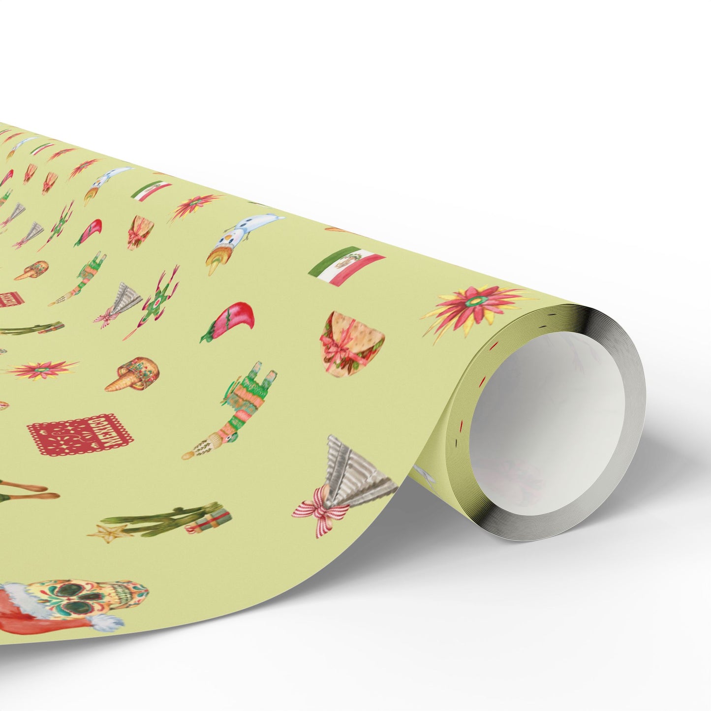 Mexico Themed Green Christmas Festive Whimsical Wrapping Paper For Holiday, Christmas Gifts