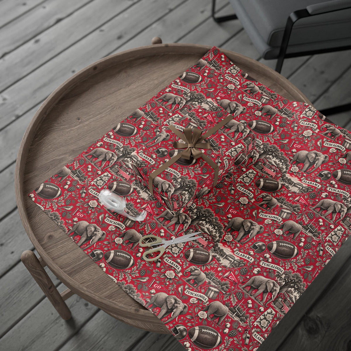Tuscaloosa, Alabama Football Toile Wrapping Paper: Crimson and White Gift Wrap