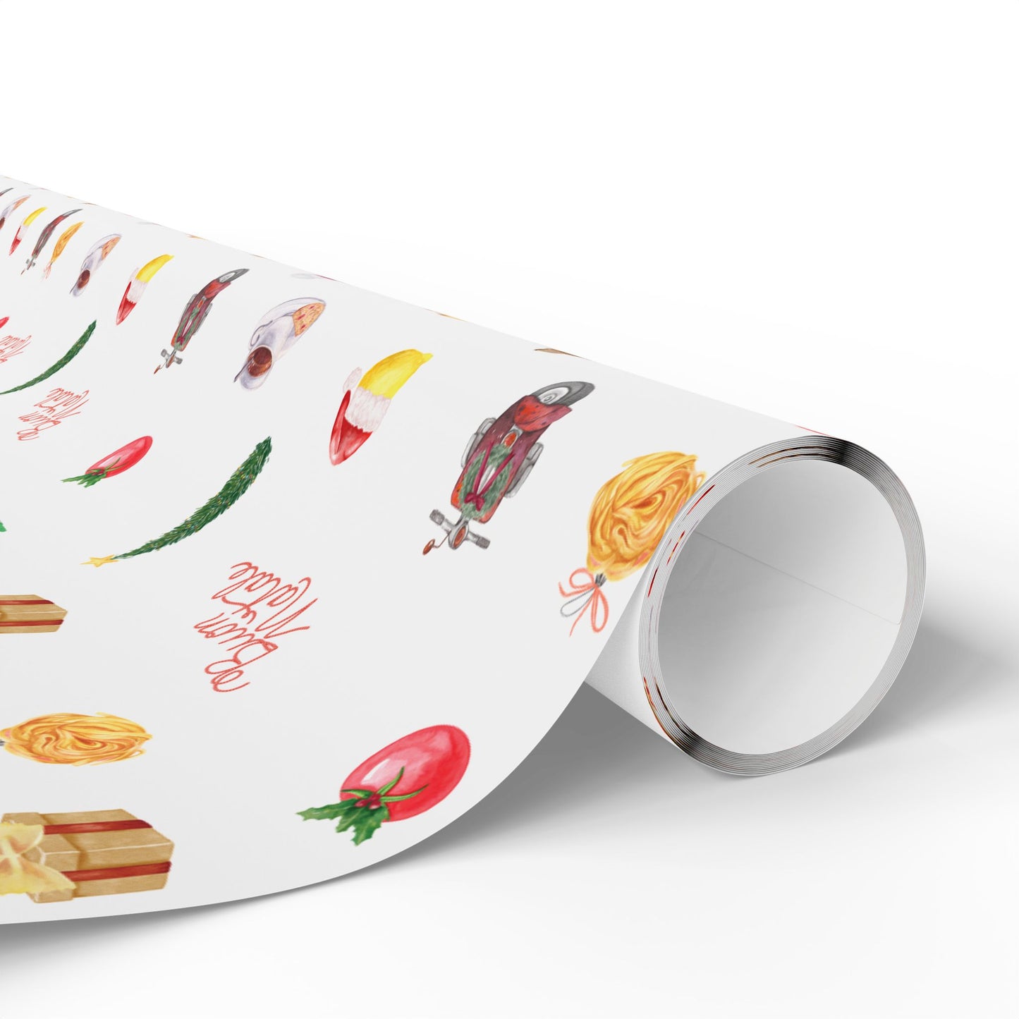 Italian Themed Christmas Festive Whimsical Wrapping Paper For Holiday, Christmas Gifts and Presents