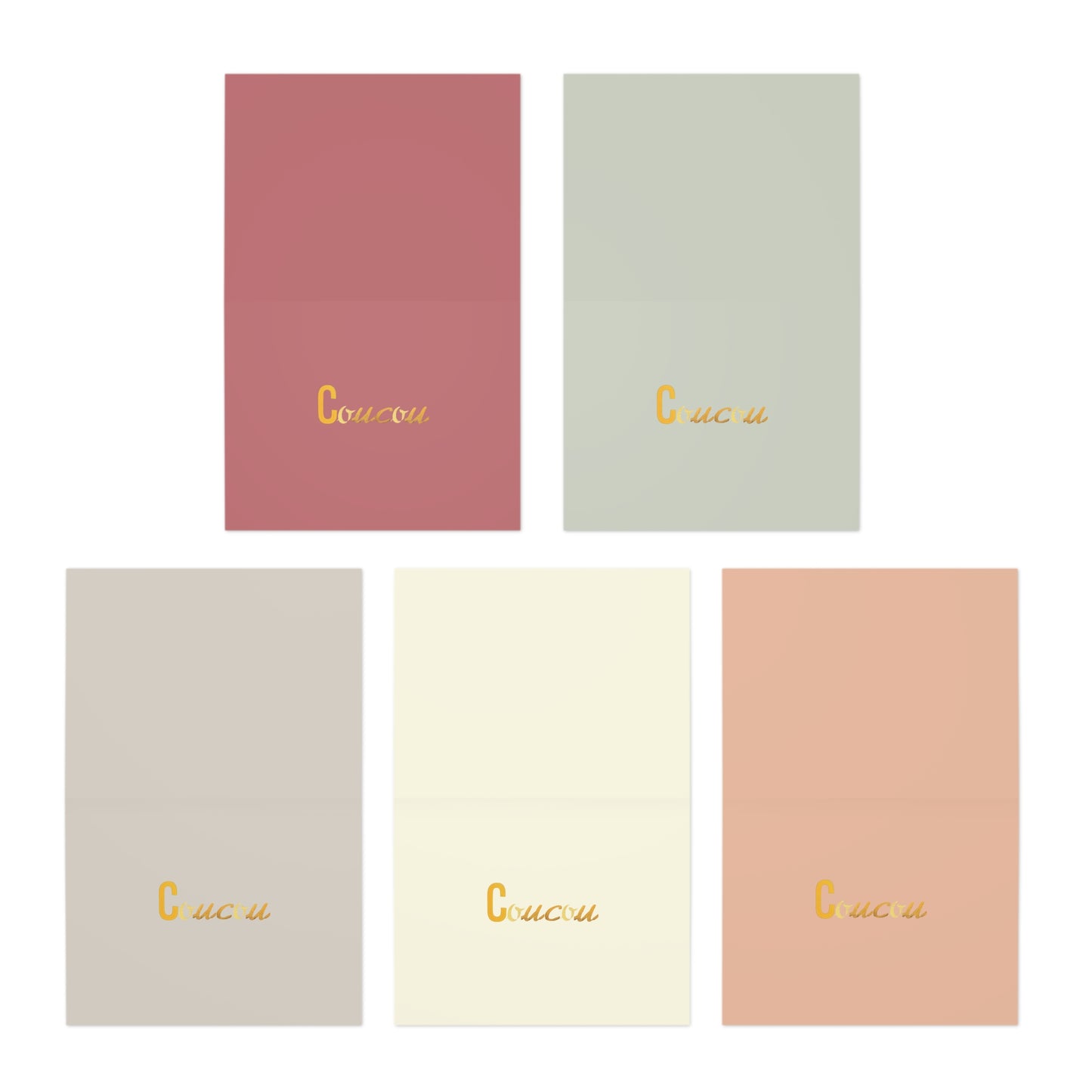 French Coucou in Parisian Letters Colorful Greeting Cards 5-Pack