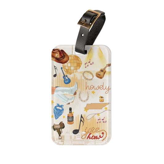 Nashville Tennessee Acrylic Travel Luggage Tag - Bachelorette, Group, Travel Gift