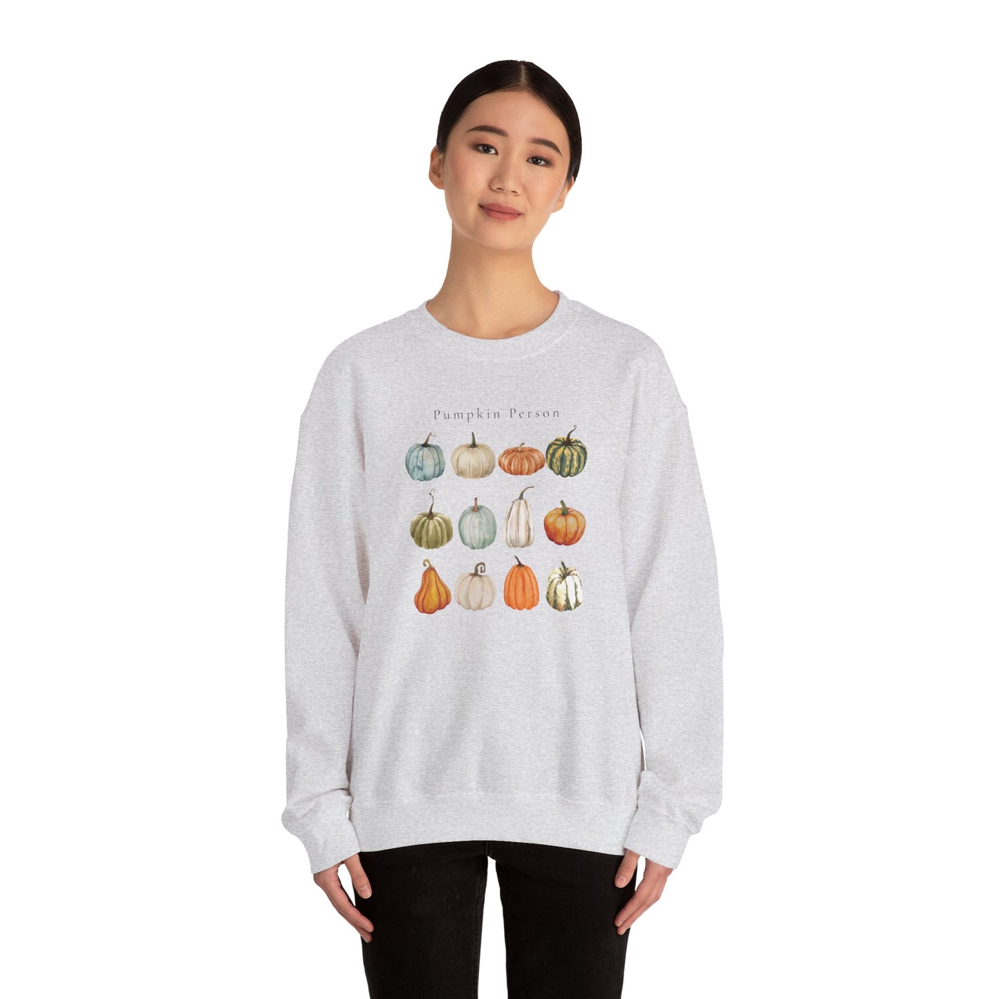 Pumpkin Person-Fall & Autumn-Inspired Pumpkin-Vibes Theme Crew Neck Graphic Sweatshirt
