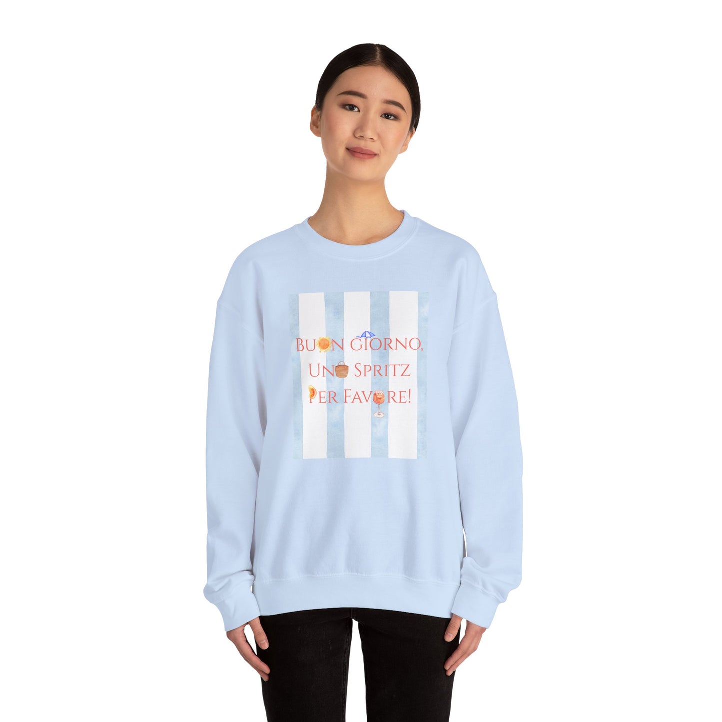 Italy-Inspired Spritz Summer Striped Graphic Crewneck Sweatshirt With Italian Vibes