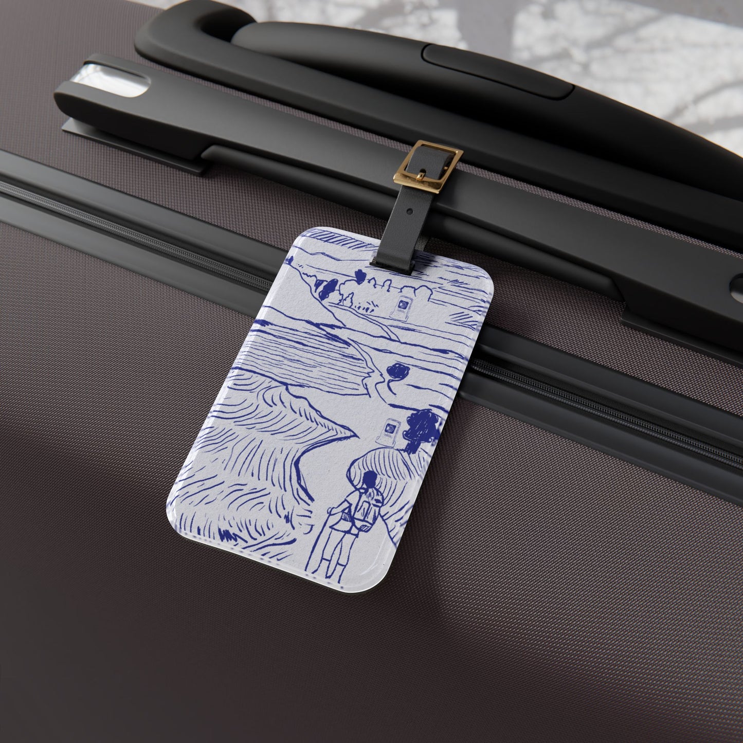 Buen Camino Sketch Acrylic Travel Luggage Tag - Camino de Santiago Gift Travel Accessory
