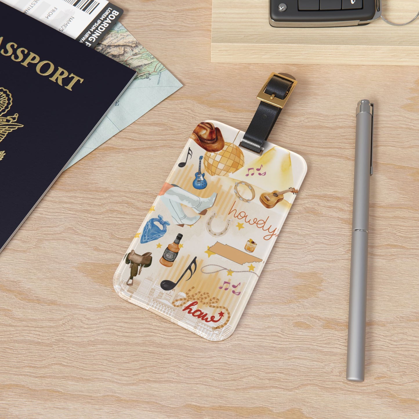 Nashville Tennessee Acrylic Travel Luggage Tag - Bachelorette, Group, Travel Gift