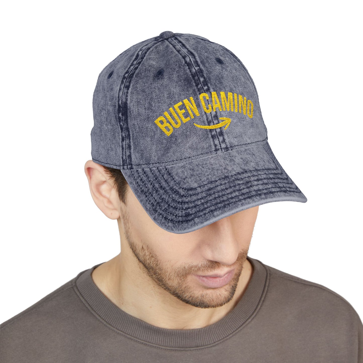 Buen Camino Embroidery Vintage Cap With Arrow Shell Design