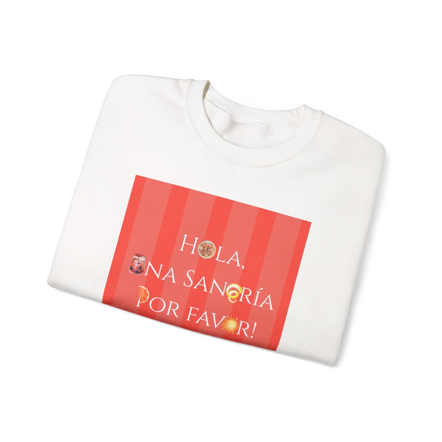 Spain-Inspired Sangría Summer Striped T-Shirt, Graphic Crewneck Sweatshirt With Spanish Vibes