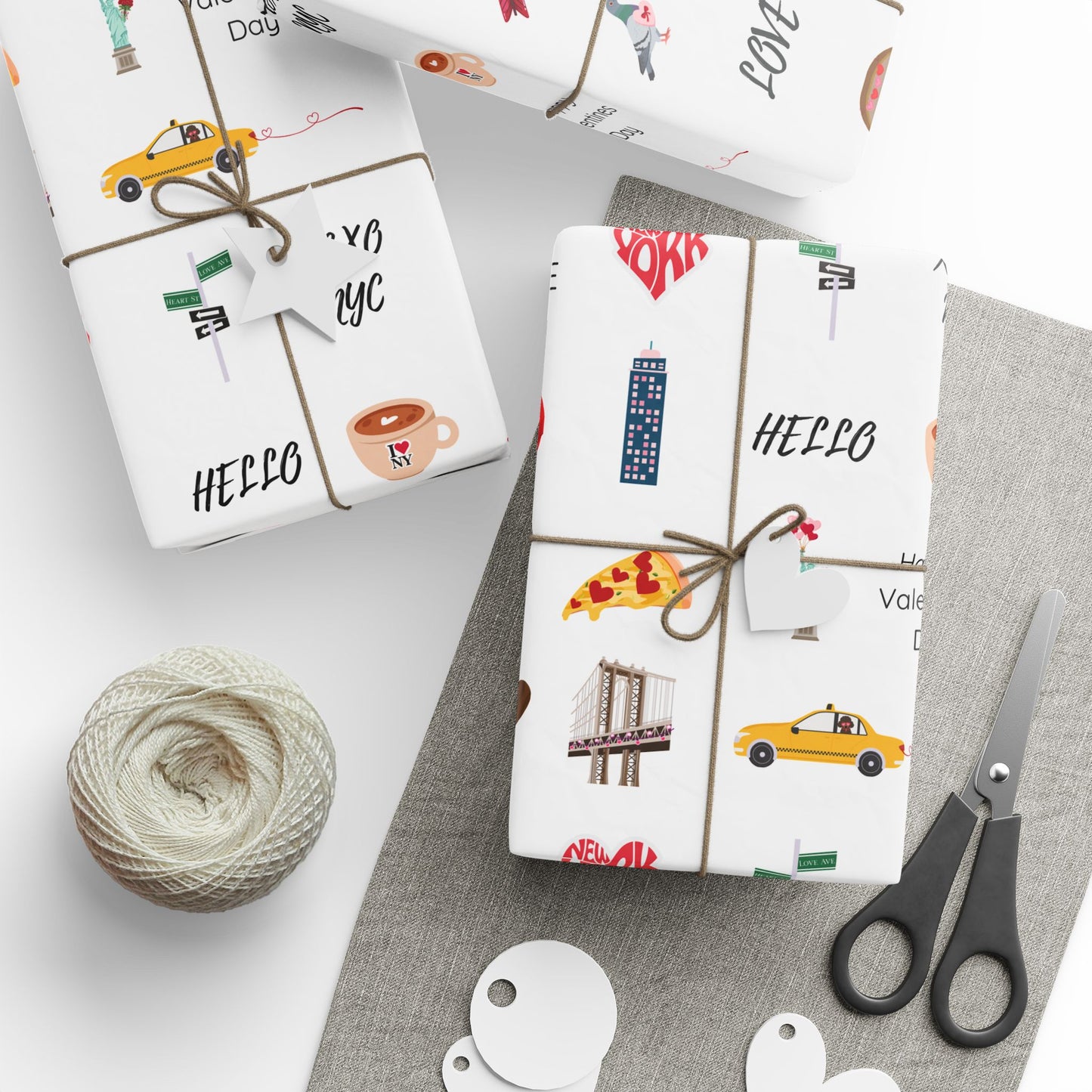 New York City Themed Valentines Day Wrapping Paper