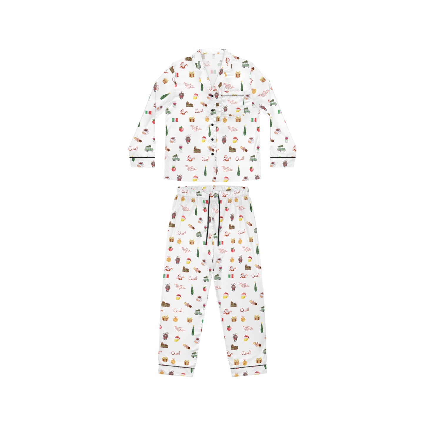Italian Christmas Holidays Women's Satin Pajamas