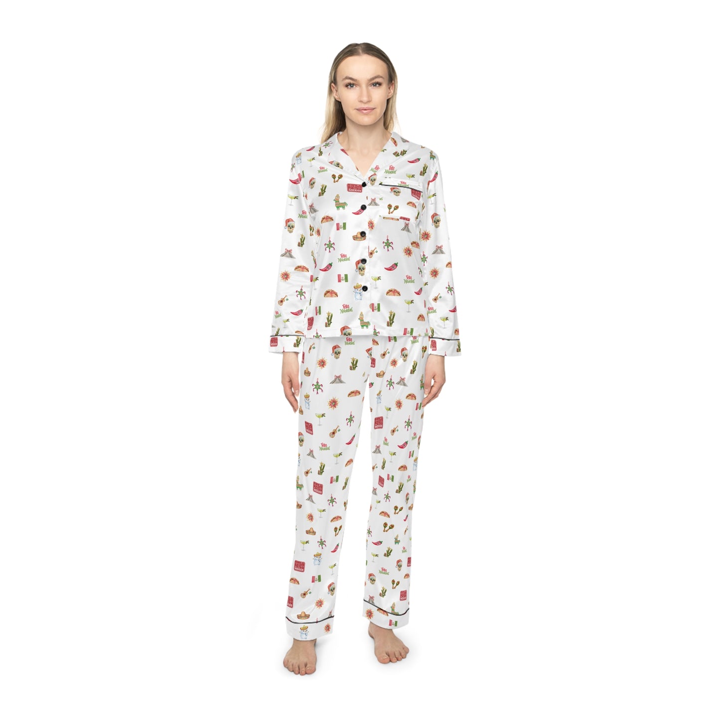 Mexico Christmas Holidays Women's Satin Pajamas