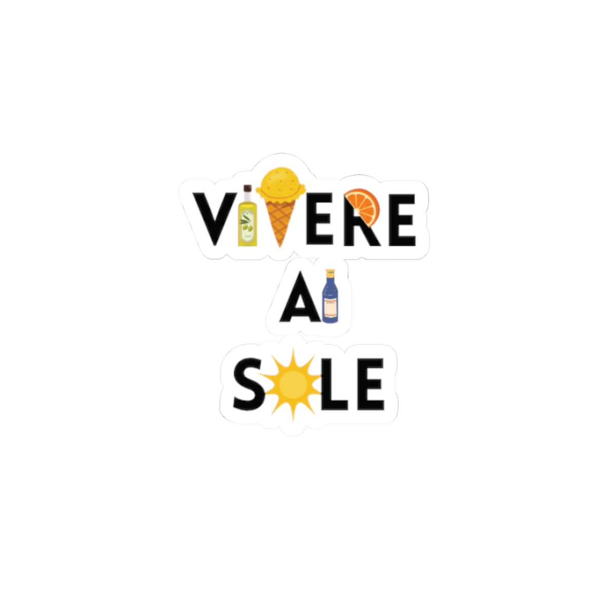 Vivere Al Sole  - To Live in the Sun- Kiss Cut Stickers- Whimsical Italian Theme Travel, Planner Laptop Accessories, Gift for Travelers
