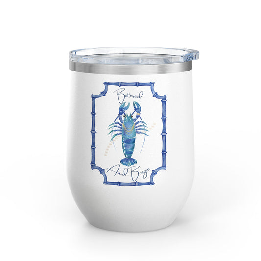 Bougie and Buttered  Wine Tumbler, 12oz | Coastal Drinkware, Nautical Gift, Summer Beverage Cup, Lobster Lover