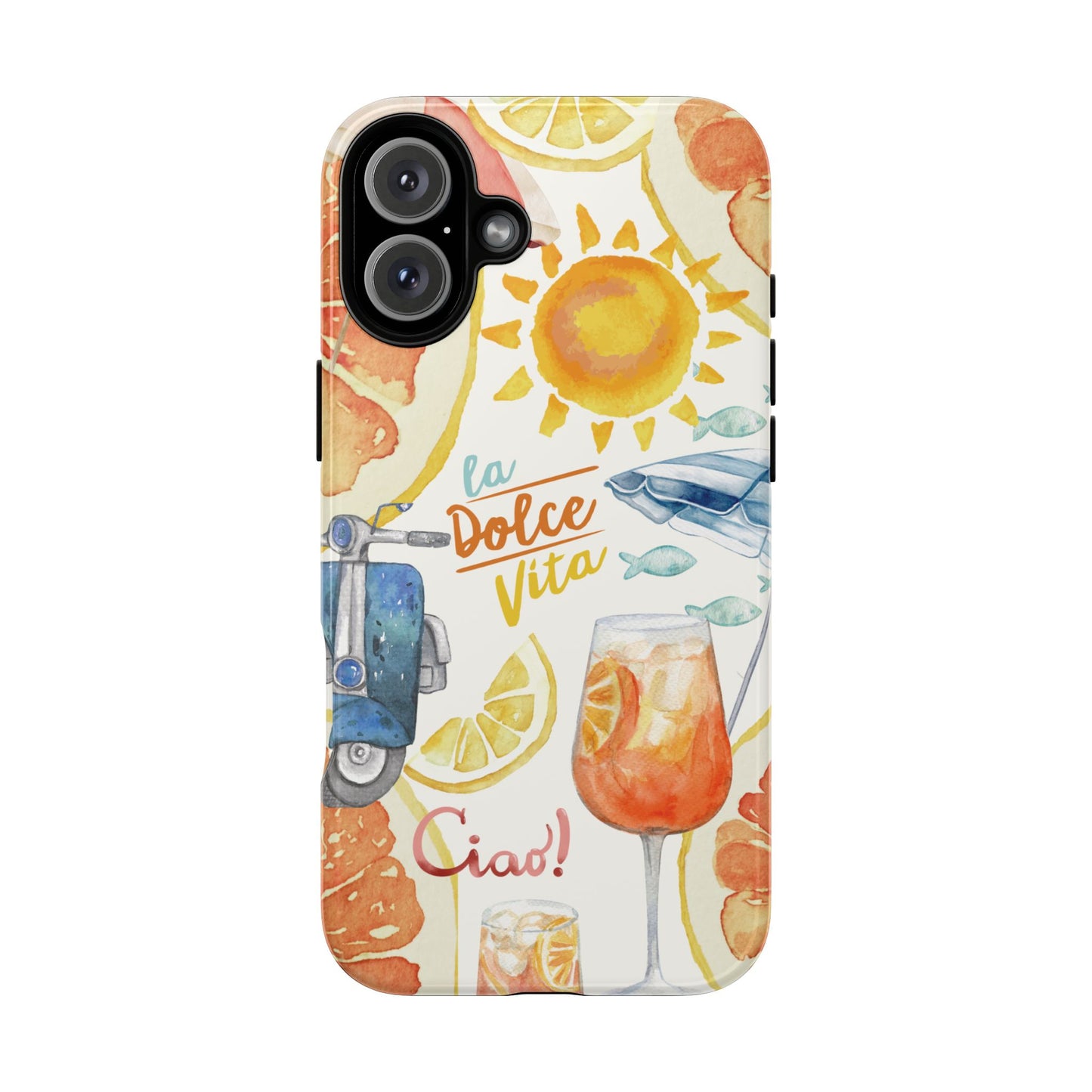 Italian Summer Spritz Beach Phone Case, Summer Vibes, Beach Scene, Colorful Tough Case Phone Cover