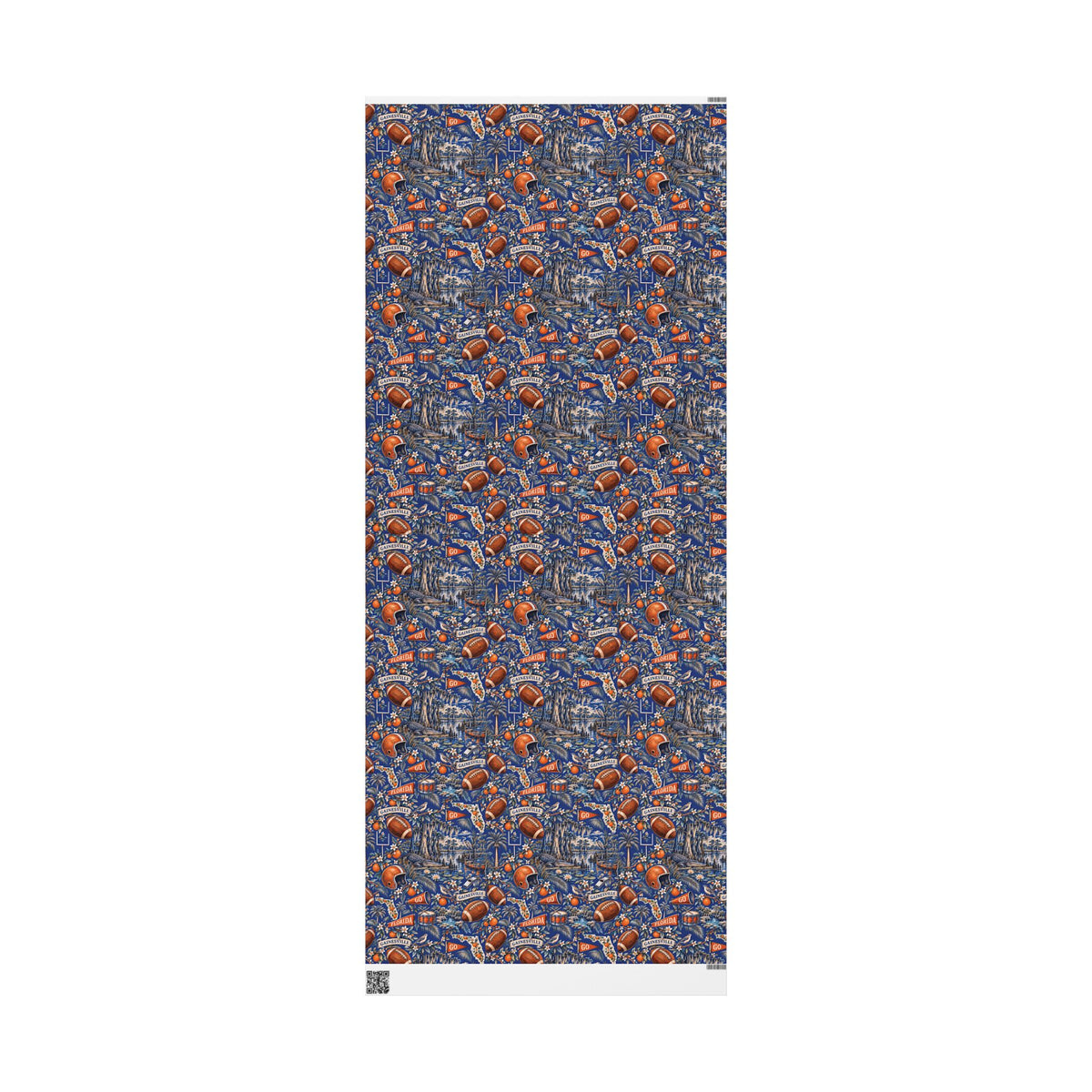 Gainesville, Florida Football Toile Wrapping Paper: Blue and Orange Gift Wrap