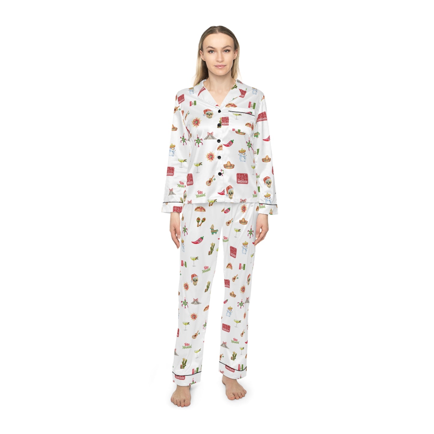 Mexico Christmas Holidays Women's Satin Pajamas