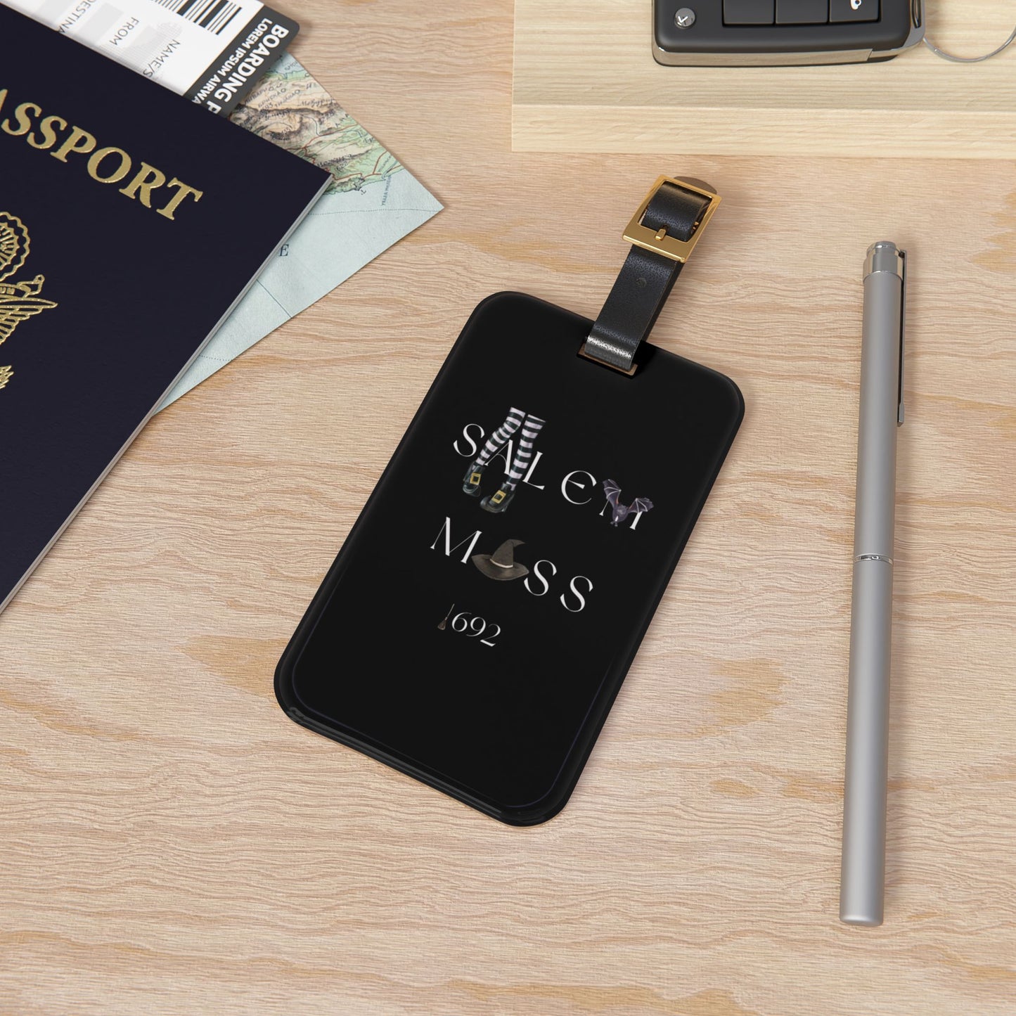 Salem Mass 1692- Fall Travel Luggage Tag - Perfect for Fall Salem Mass Witch & Spooky Travel Accessory