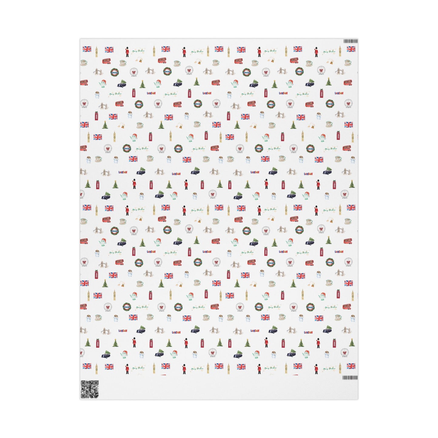 London Themed Christmas Festive Whimsical Wrapping Paper For Holiday, Christmas Gifts