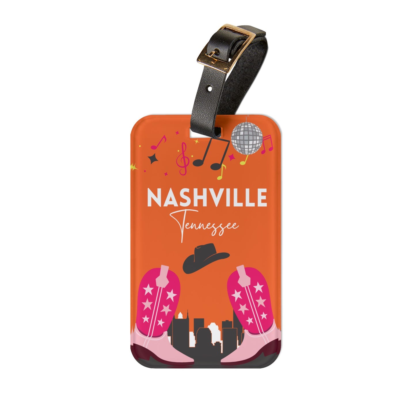 Nashville Tennessee Acrylic Travel Luggage Tag - Bachelorette, Group, Travel Gift