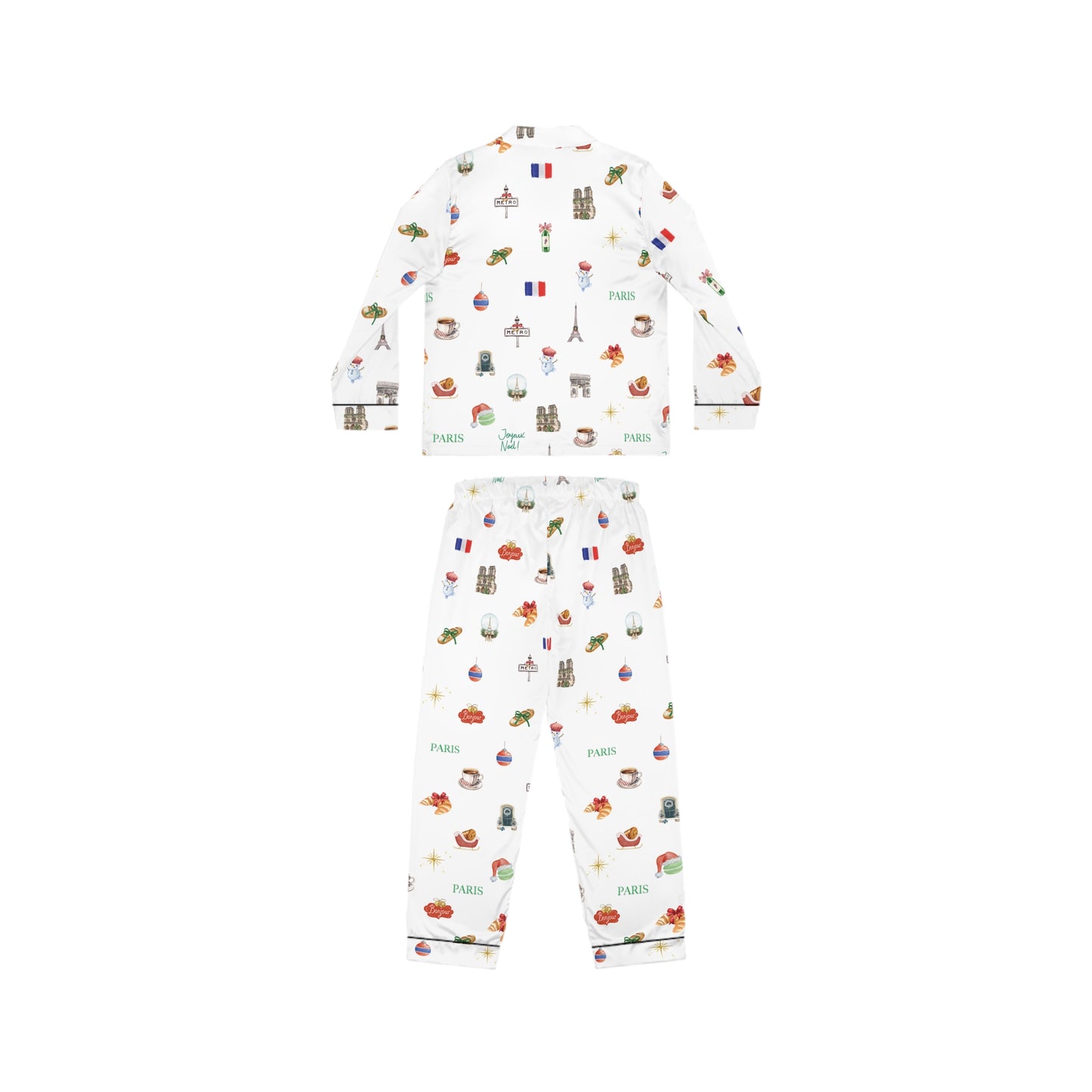 Paris Christmas Holidays Women's Satin Pajamas