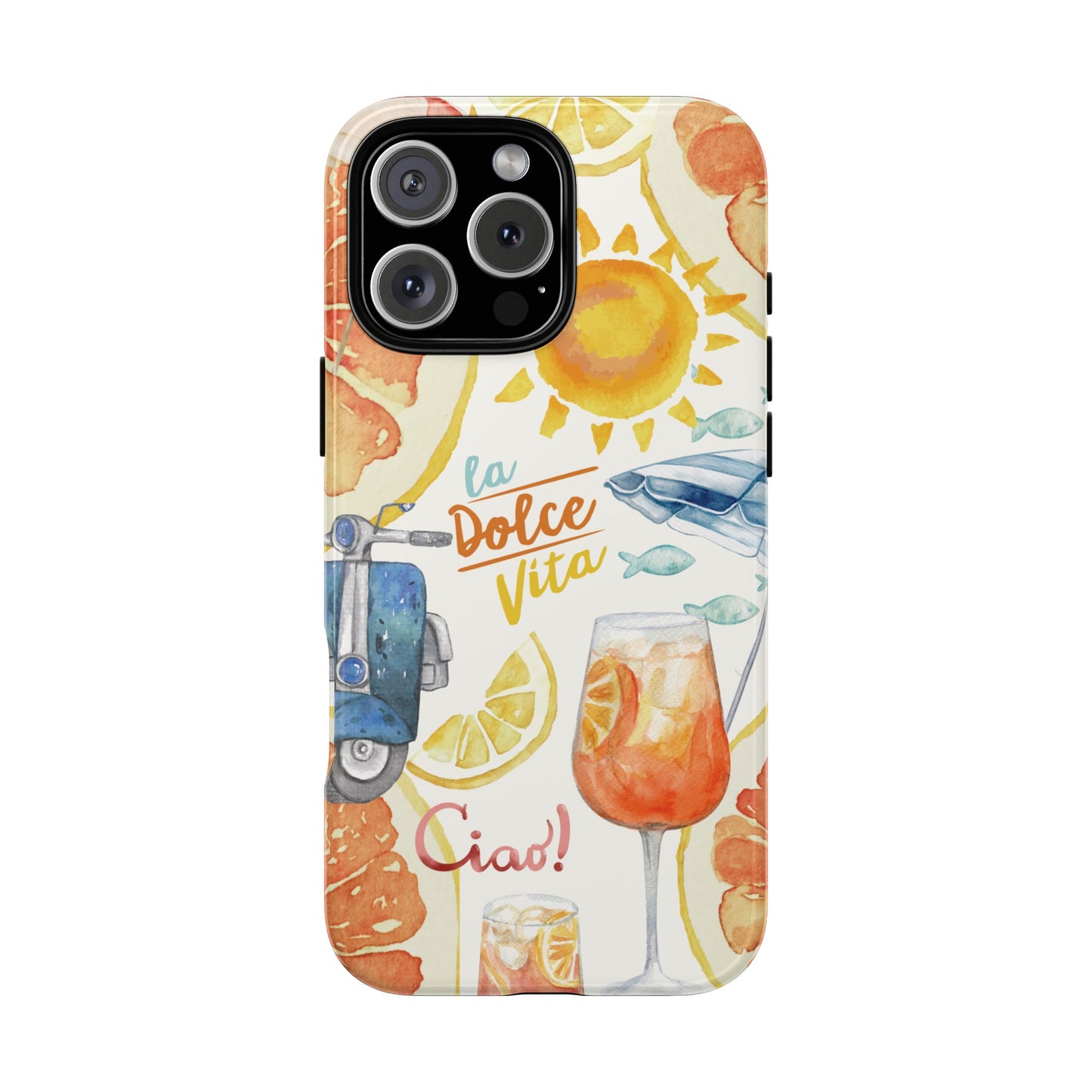 Italian Summer Spritz Beach Phone Case, Summer Vibes, Beach Scene, Colorful Tough Case Phone Cover