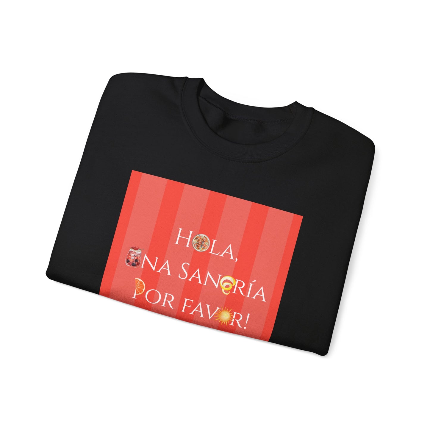 Spain-Inspired Sangría Summer Striped T-Shirt, Graphic Crewneck Sweatshirt With Spanish Vibes
