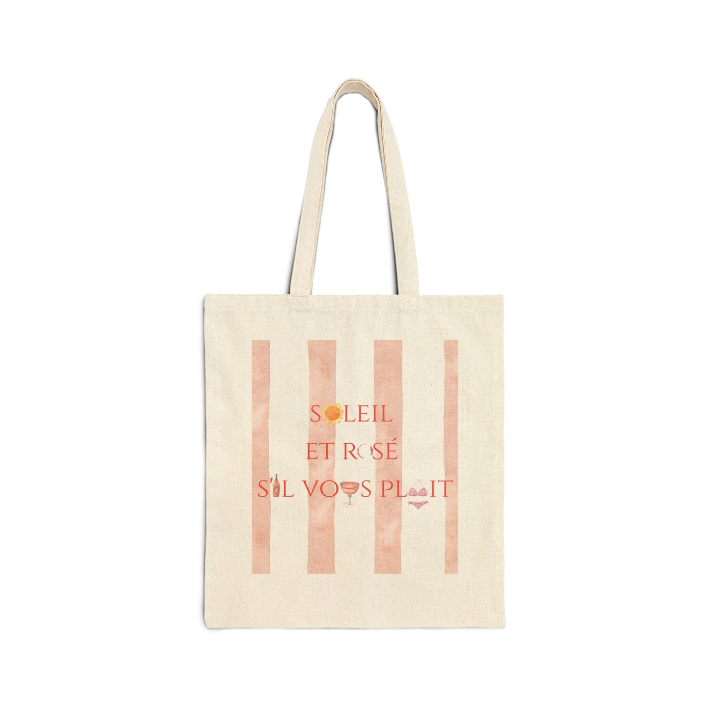 French Words Cotton Canvas Travel Summer Graphic Tote Bag for France and Rosé Lovers