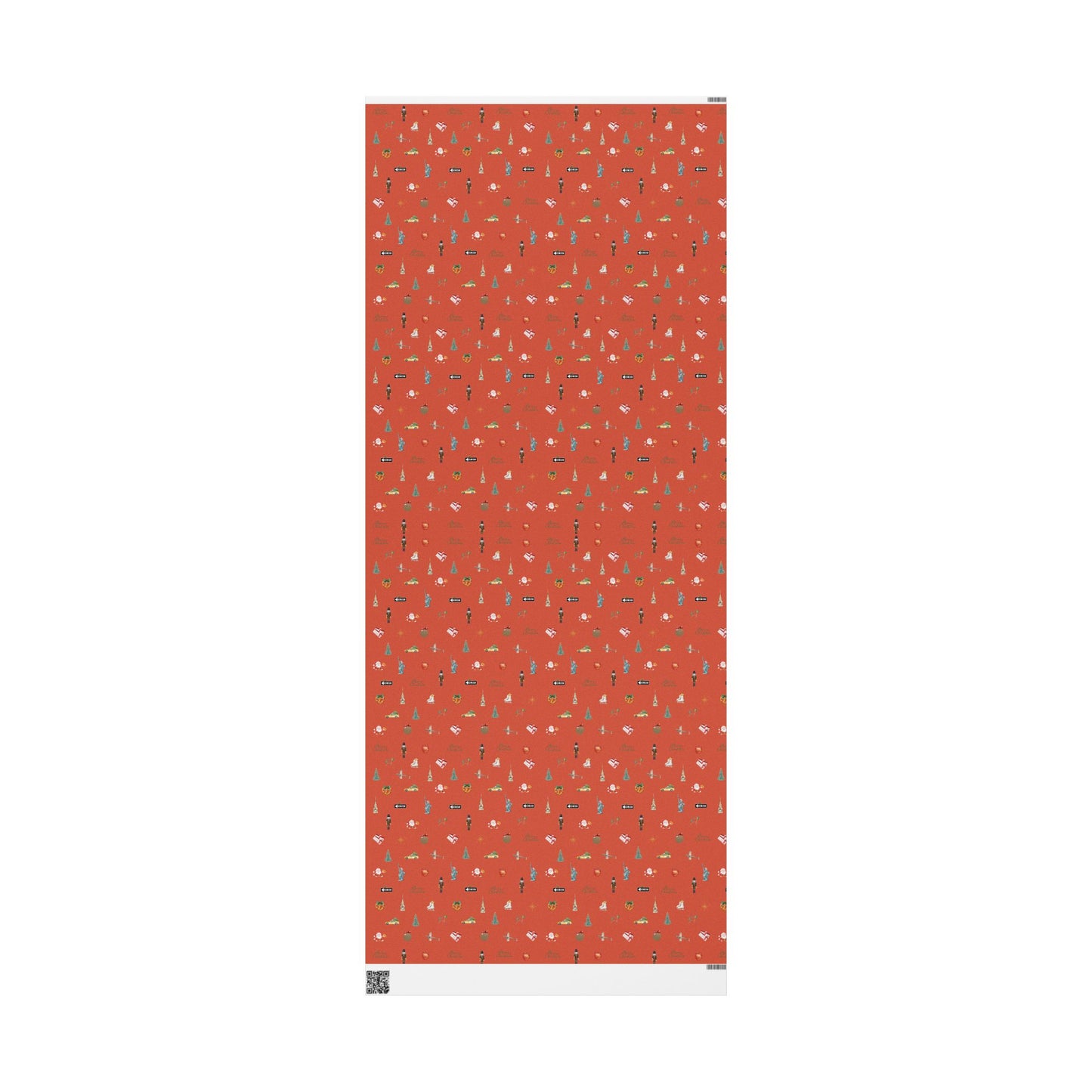 New York City Themed Red Christmas Festive Whimsical Wrapping Paper For Holiday, Christmas Gifts