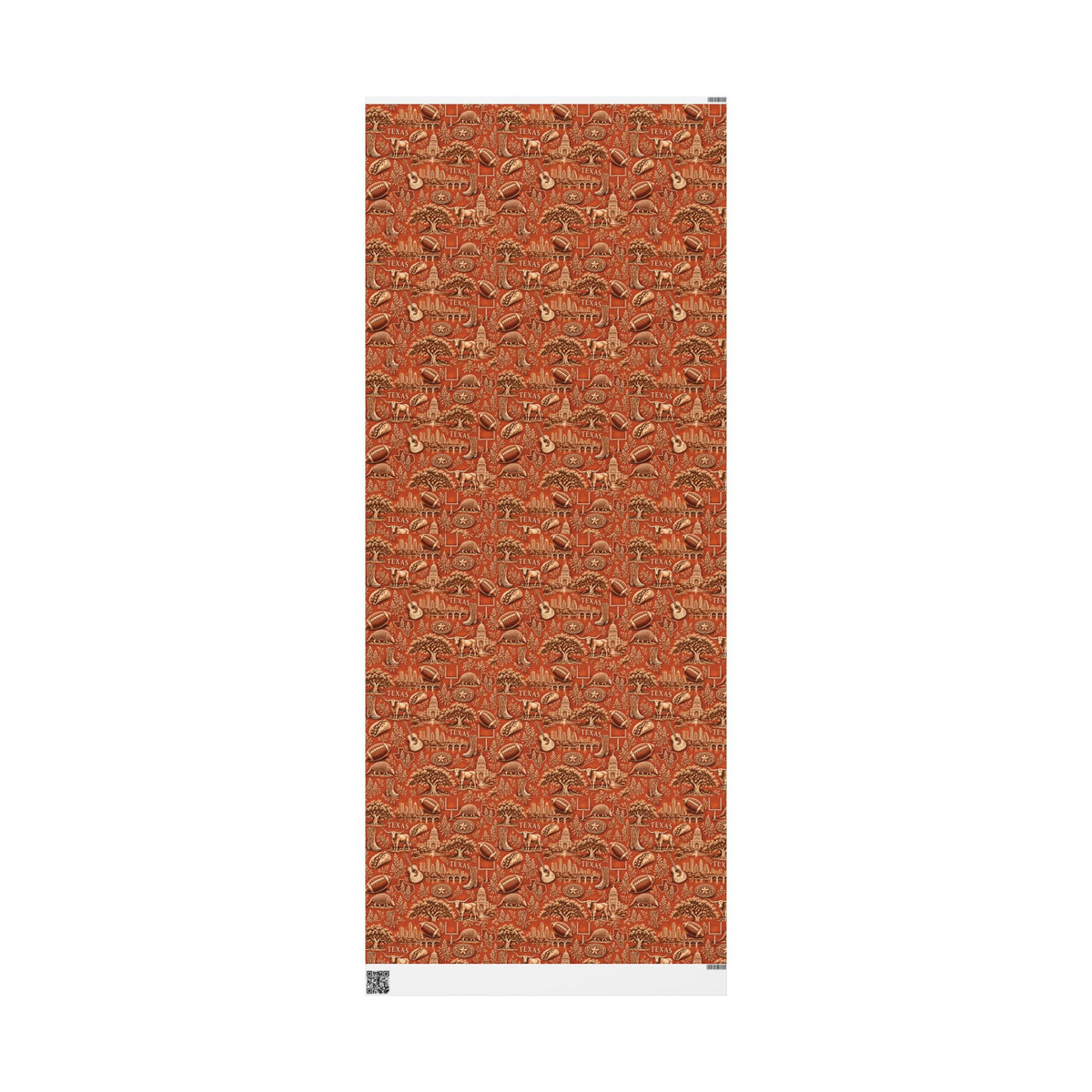 Austin, Texas Football Toile Wrapping Paper: Burnt Orange and White Gift Wrap