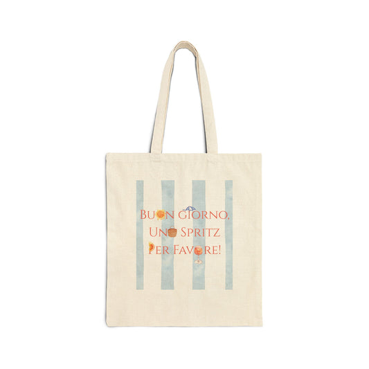 Italian Words Cotton Canvas Travel Summer Graphic Tote Bag for Italy and Spritz Lovers