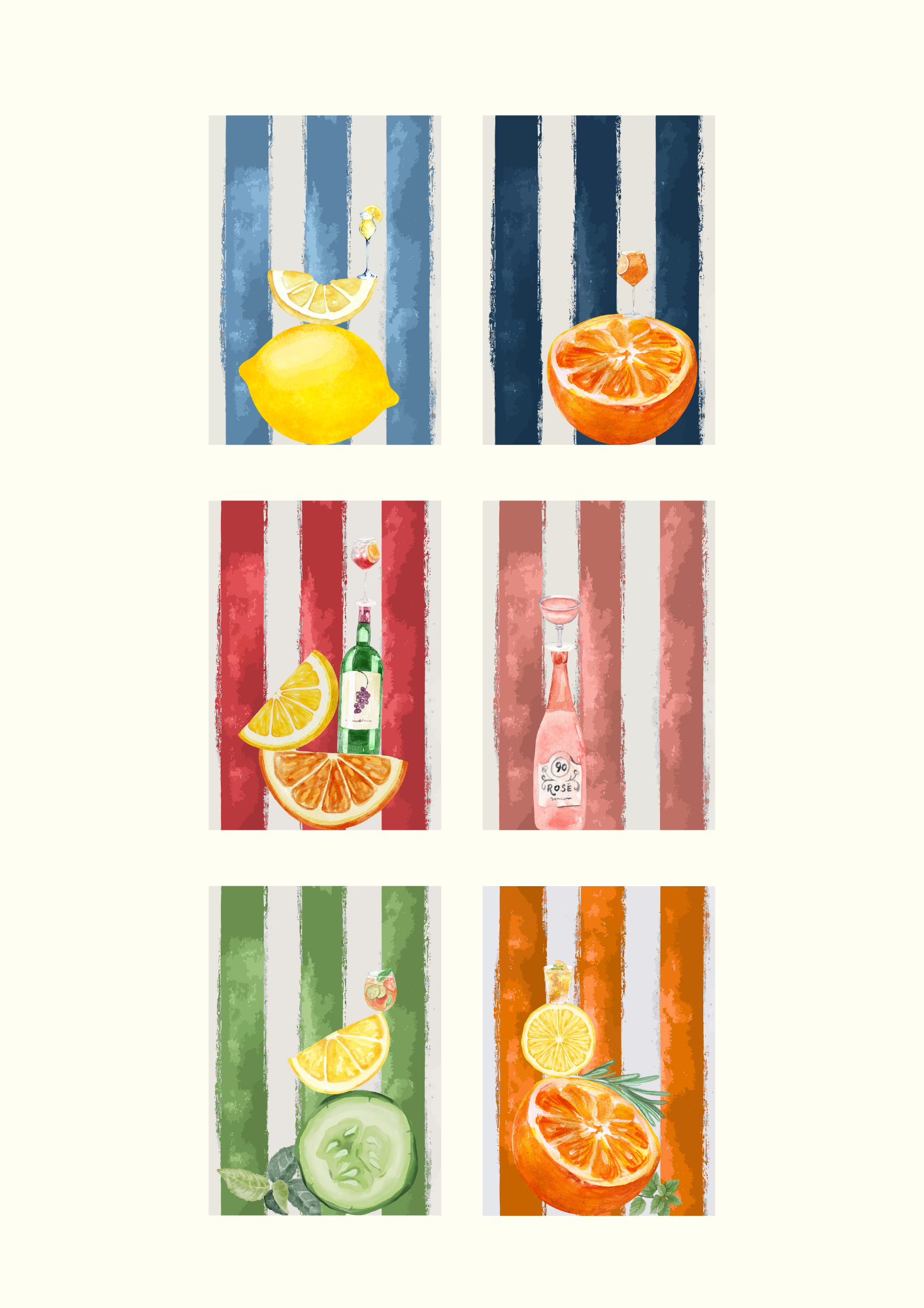 Apertivo Escape Euro Summer Drinks Notecard - Lemoncello