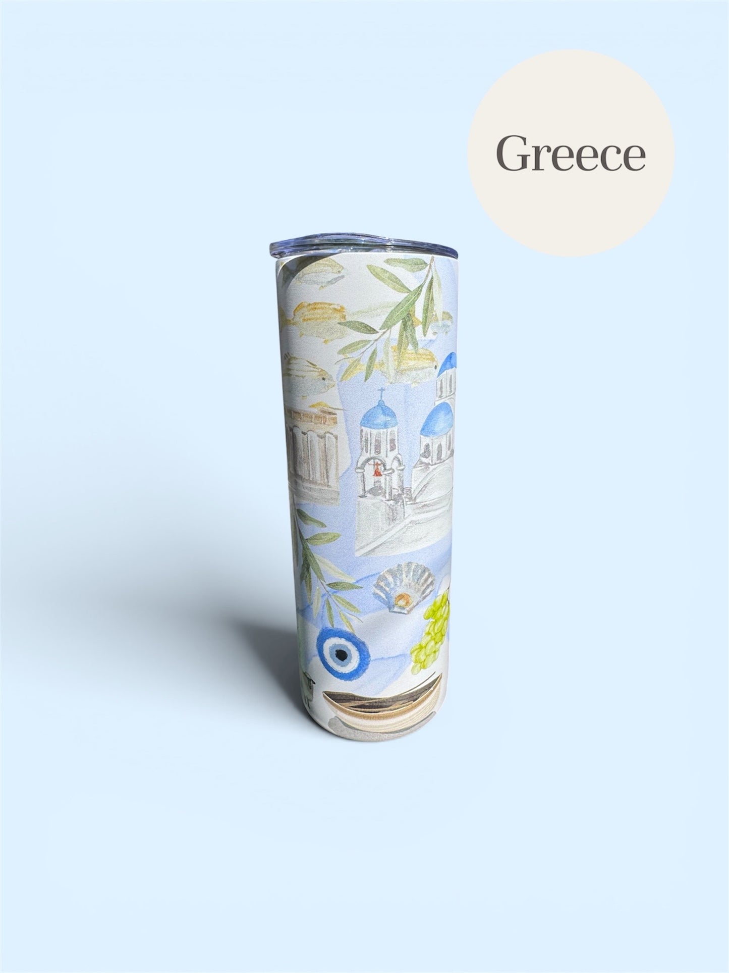 Four Destination Designs! Euro Summer Skinny Tumbler, 20oz Travel Cup, Water Bottle with Straw