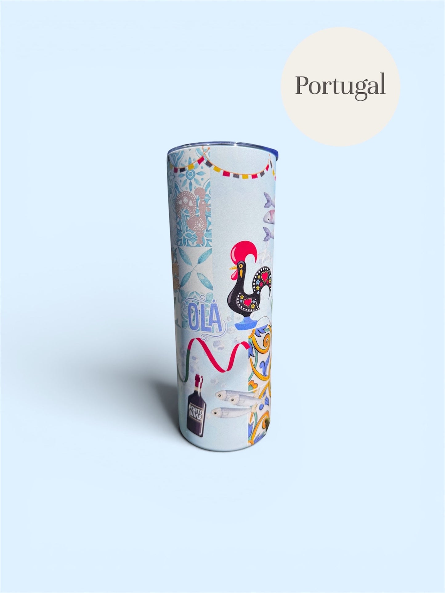 Four Destination Designs! Euro Summer Skinny Tumbler, 20oz Travel Cup, Water Bottle with Straw